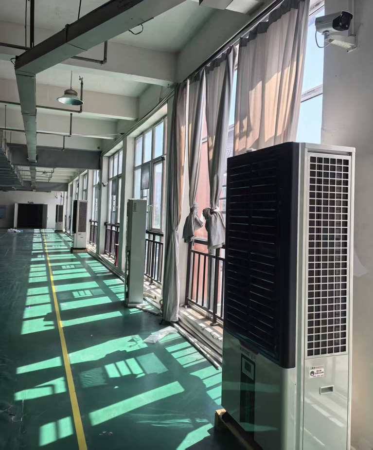 廠房車間制冷降溫，安裝蒸發冷省電空調-立式軸流雙風口